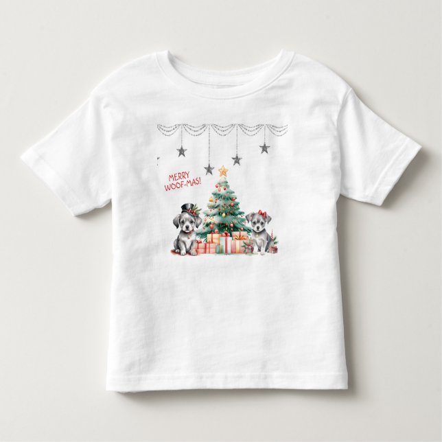 Camiseta Cachorros Caprichosos ao Lado da Árvore de Natal   (Frente)