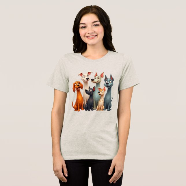 Camiseta Cachorros caprichosos fofos (Frente Completa)