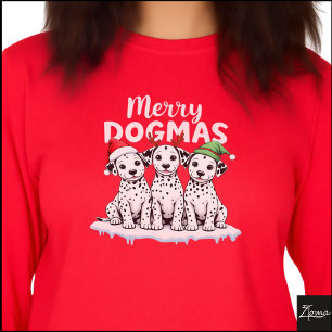 Camiseta Cachorros Dalmatas de Natal Fofos Dogmas Gráficos