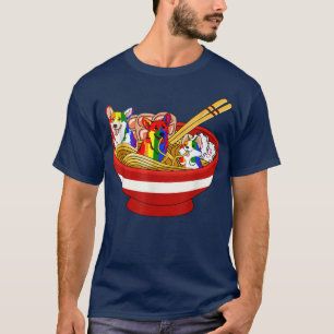 Camiseta Cachorros De Corgi Em Ramen Engraçados Cachorros D