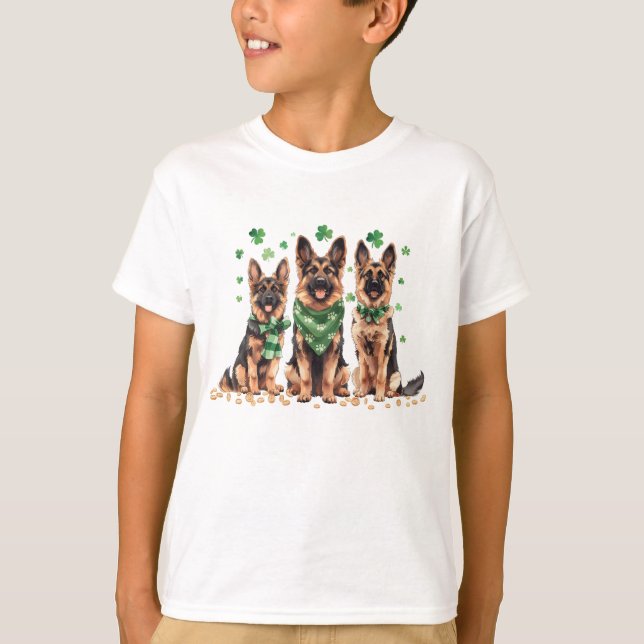 Camiseta Cachorros de German shepherd do Dia de Patrick (Frente)