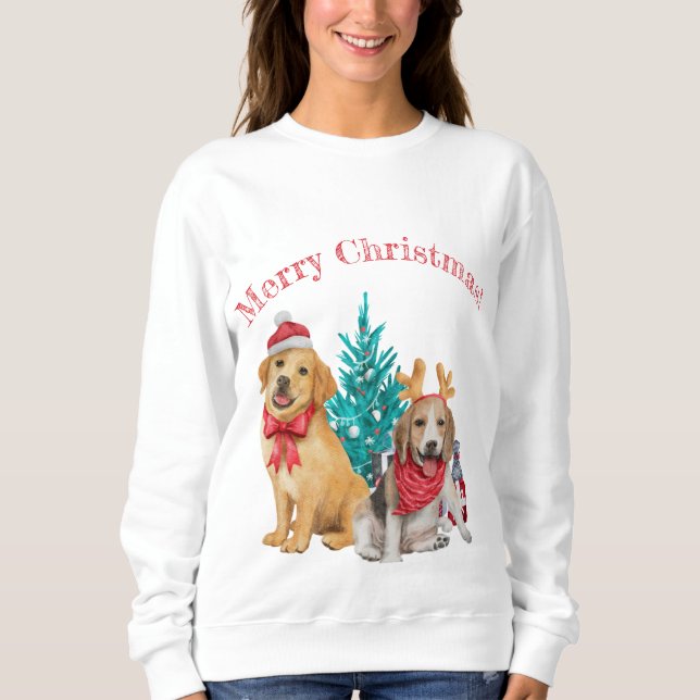 Camiseta Cachorros de Natal bonitos (Frente)