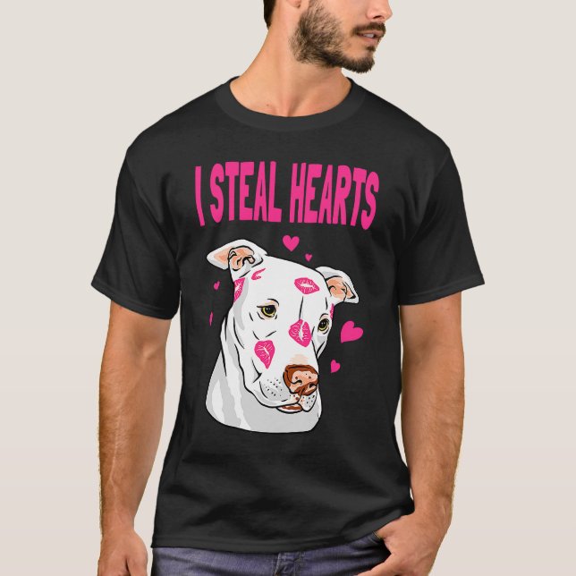 Camiseta Cachorros dias de os namorados Lábios Beijos Bull  (Frente)