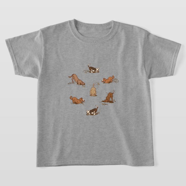 Camiseta Cachorros Digging - em férias de praia. (Postura )