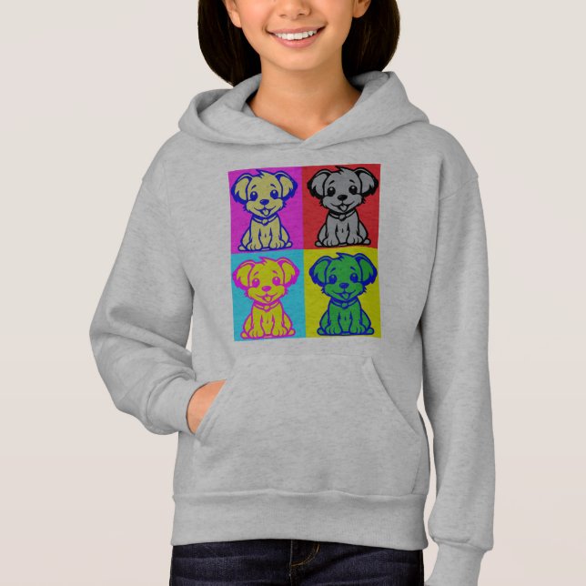 Camiseta Cachorros Divertidos de Pop Art (Frente)