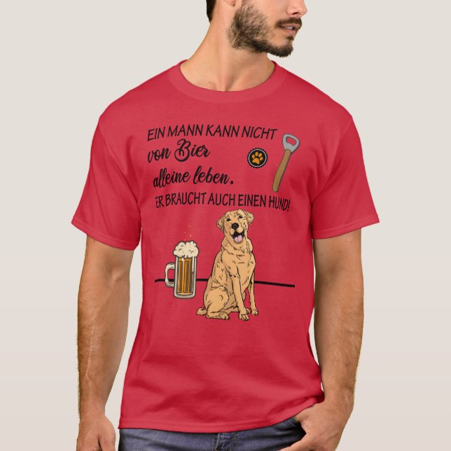 Camiseta Cachorros e amantes da cerveja, design de cachorro (Frente)