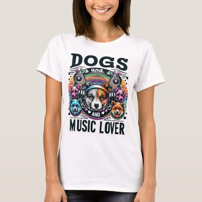 Camiseta cachorros e amantes da música (Frente)