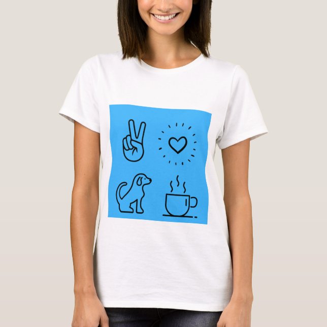 Camiseta Cachorros e Café do Amor pela Paz (Frente)