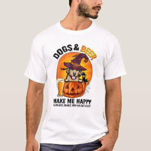 Camiseta Cachorros E Cerveja Me Fazem Feliz Ouro De Hallowe