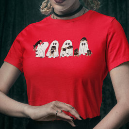 Camiseta Cachorros e Fantasmas no Halloween Retro Groovy