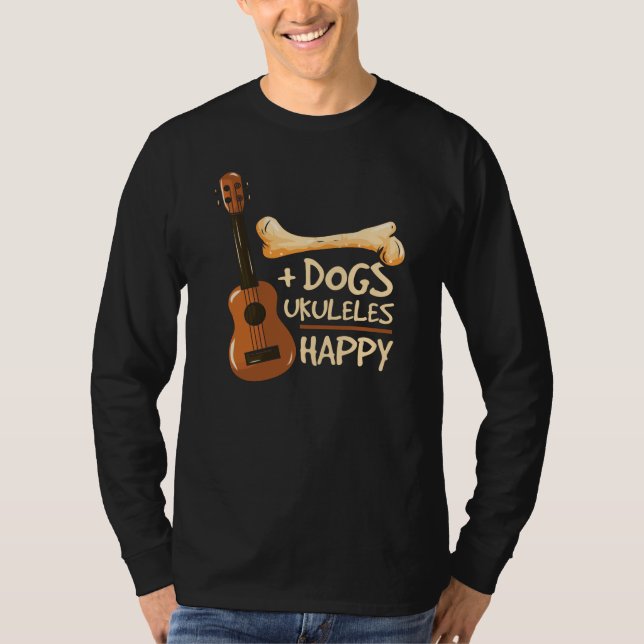 Camiseta Cachorros e Ukulele me fazem feliz novidade (Frente)
