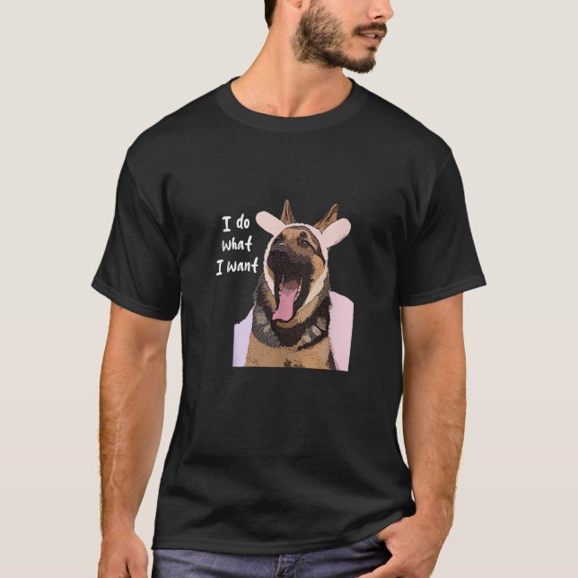 Camiseta Cachorros German shepherd Engraçados Eu Faço O Que (Frente)