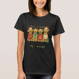 Camiseta Cachorros Golden Retriever Fofos Luzes Feliz Natal