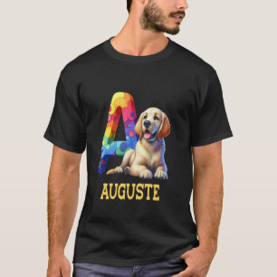 Camiseta Cachorros - Letra Auguste Nome Rainbow Dog