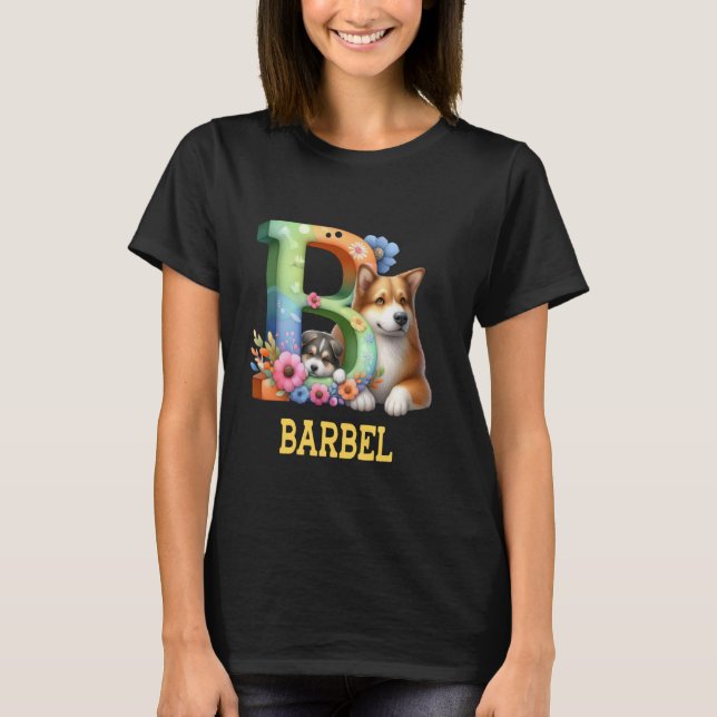 Camiseta Cachorros - Letra Barbel Nome Cachorro Arco-Íris (Frente)