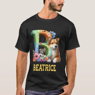 Camiseta Cachorros - Letra Beatrice Nome Rainbow Dog
