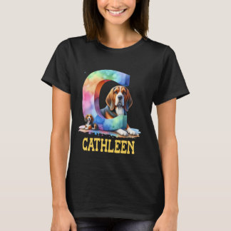 Camiseta Cachorros - Letra Cathleen Name Rainbow Dog