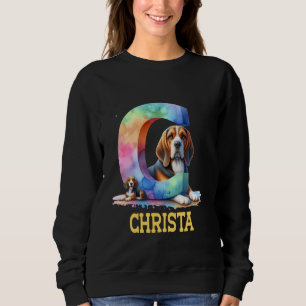 Camiseta Cachorros - Letra Christa Name Rainbow Dog