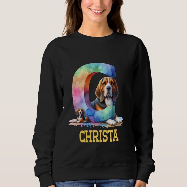 Camiseta Cachorros - Letra Christa Name Rainbow Dog (Frente)