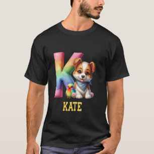 Camiseta Cachorros - Letra Kate Nome Rainbow Dog
