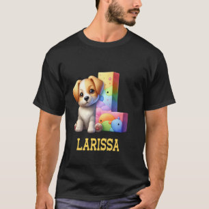 Camiseta Cachorros - Letra Larissa Nome Cachorro Arco-Íris