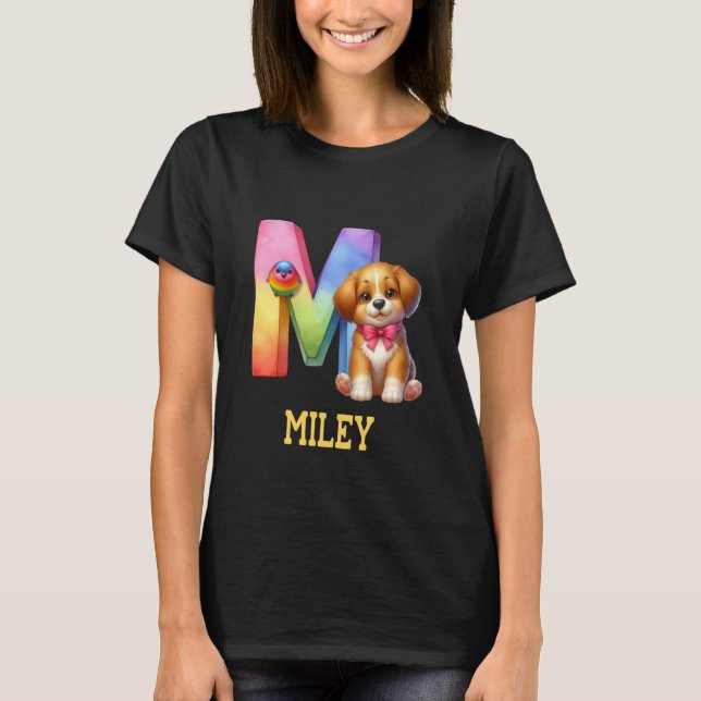 Camiseta Cachorros - Letra Miley Name Rainbow Dog (Frente)