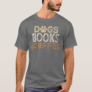 Camiseta Cachorros Livros Café retrô