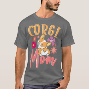 Camiseta Cachorros Mães Cachorros Flores Amigos Corgi Mãe C