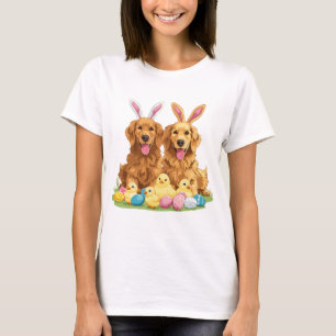 Camiseta Cachorros páscoas De Retriever Cães Coelhinhos