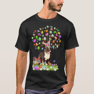 Camiseta Cachorros Pitbull Fofos Com Orelhas de Coelho Árvo