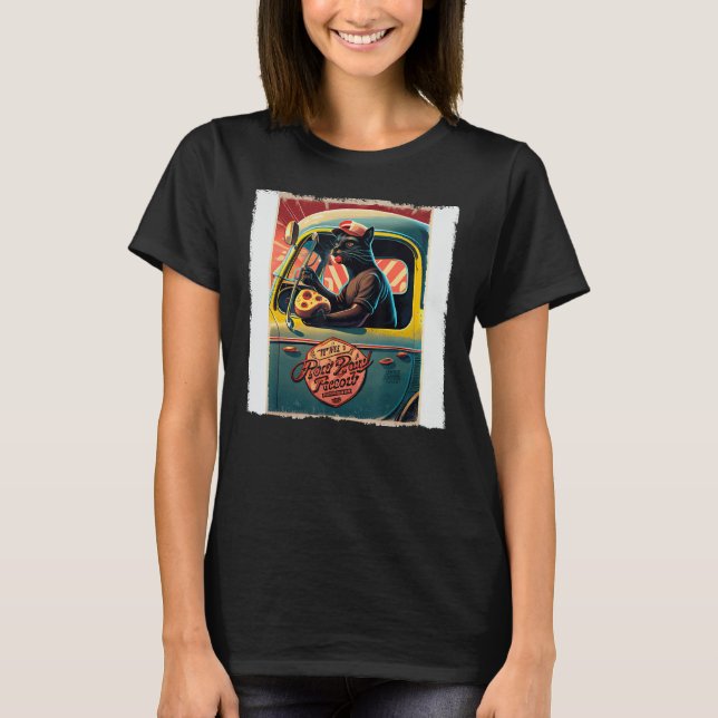 Camiseta Cachorros quentes de motoristas de gatos pretos en (Frente)