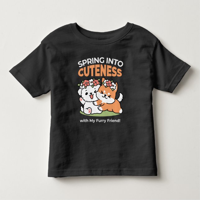 Camiseta Cachorros Reproduzíveis com Corvos Flores - Tema d (Frente)