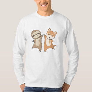 Camiseta Cachorros Sloth Shiba Amantes de os animais Sloth