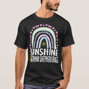 Camiseta Cachorros Sunshine e German shepherd Cute Rainbow 