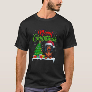 Camiseta Cachshund Árvore de Natal Luz Xmas Dachshund