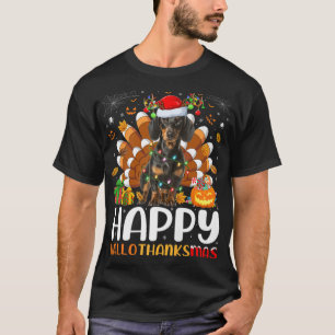 Camiseta Cachshund Dog Lover Halloween Feliz Salão de Natal