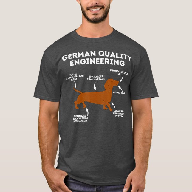 Camiseta Cachshund Lover de Engenharia Alemã de Qualidade (Frente)