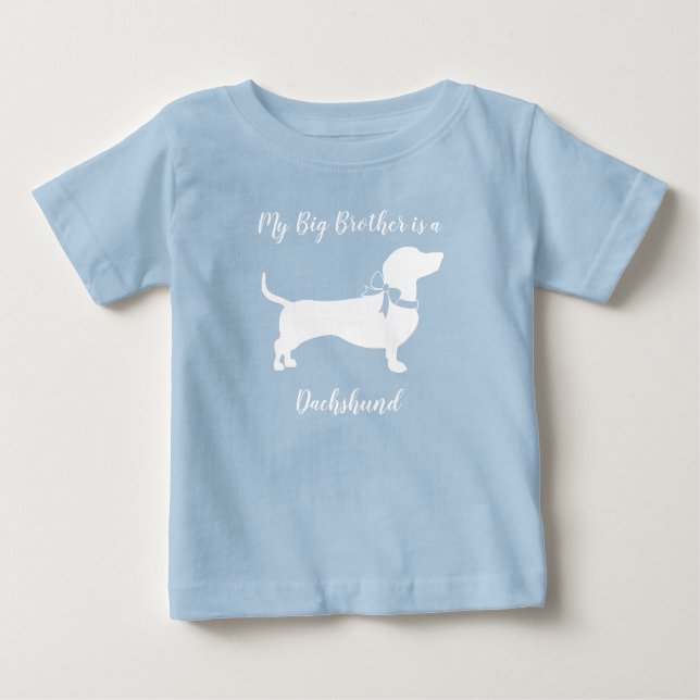 Camiseta Cachshund Wiener Chá de fraldas Blue Boy (Frente)