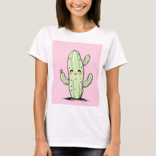 Camiseta Cacto cacto cônico com fundo rosa