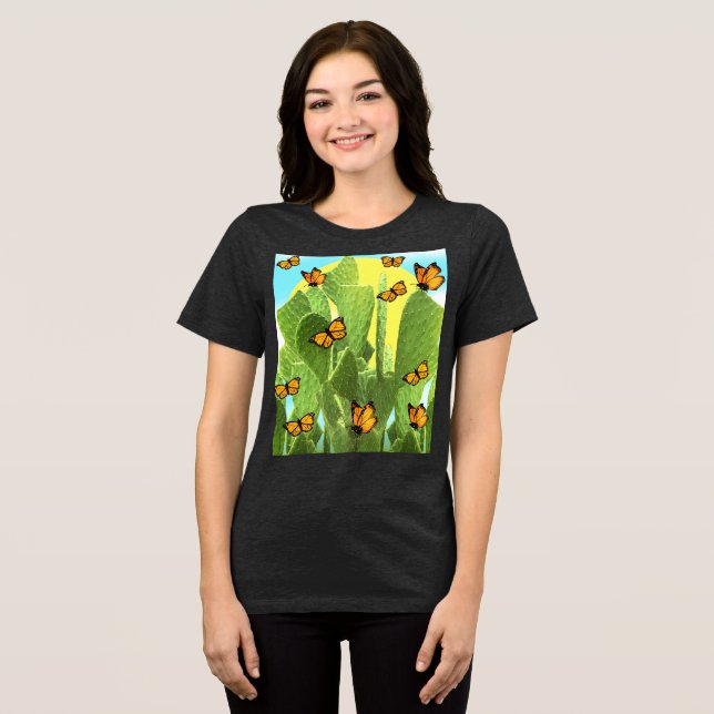 Camiseta Cacto e Borboletas Caprichosos (Frente Completa)