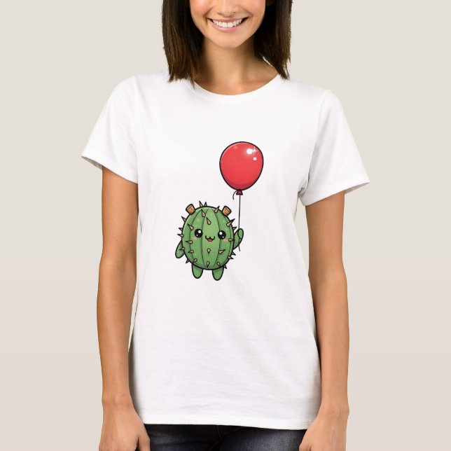 Camiseta Cacto Redondo Adorável com Rolhas (Frente)