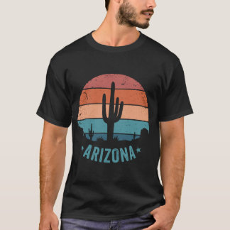 Camiseta Cacto Saguaro do Deserto do Arizona Pôr do Sol Ret