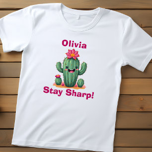 Camiseta Cacto Sorridente Fofo "Mantenha-se Afiado!"