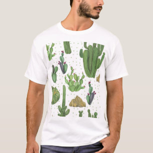 Camiseta Cactos de aquarela, padrão natural sem costura.