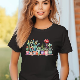 Camiseta Cactos E Suculentes Coloridos Potentes
