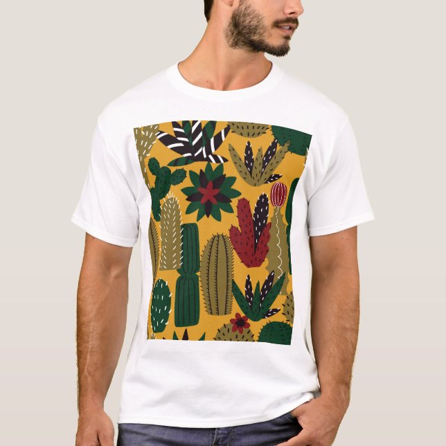 Camiseta Cactos e Suculentes: Vintagem (Frente)