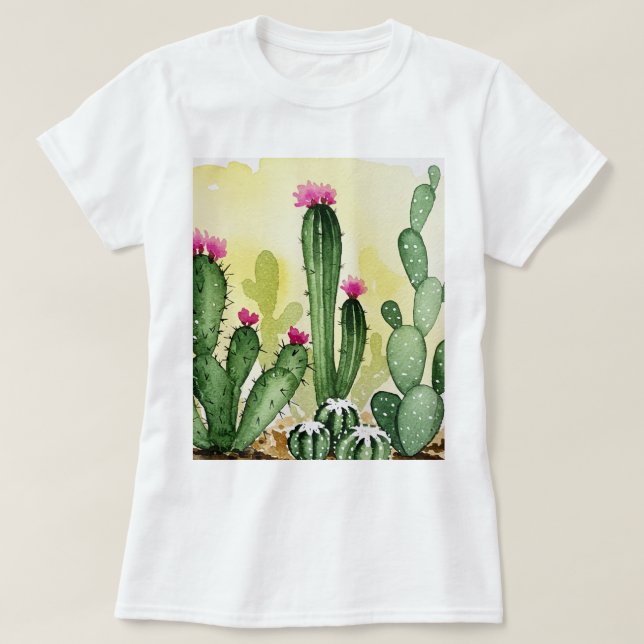 Camiseta Cactos em flor (Frente do Design)