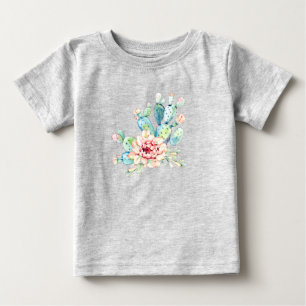Camiseta Cactos em Flor em Aquarela