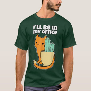 Camiseta Cactos Suculentos Azuis e Gato Laranja Eu estarei