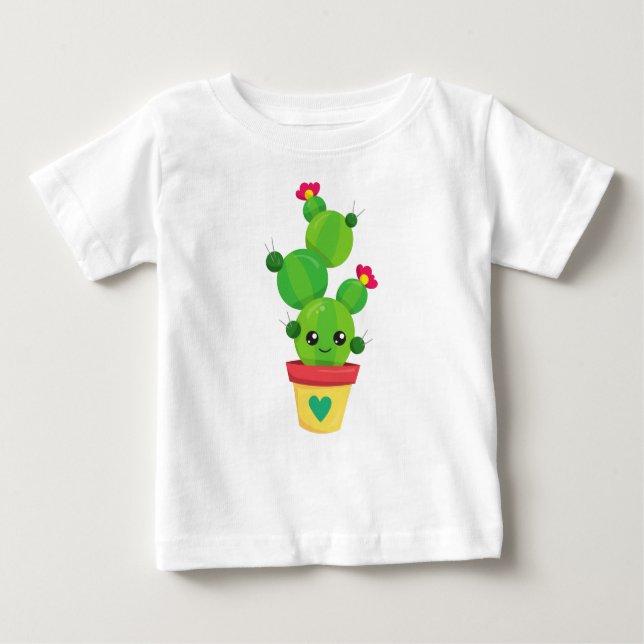 Camiseta Cactus Bonitos, Cactus Verde, Kawaii Cactus, Flore (Frente)